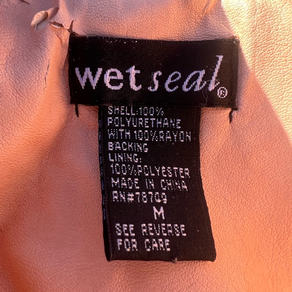 Wet Seal Pale Peach Faux Leather Biker Jacket Size Medium - Picture 4 of 4